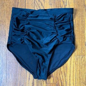 Shapermint Black High-Waisted Ruched Swim Bottoms